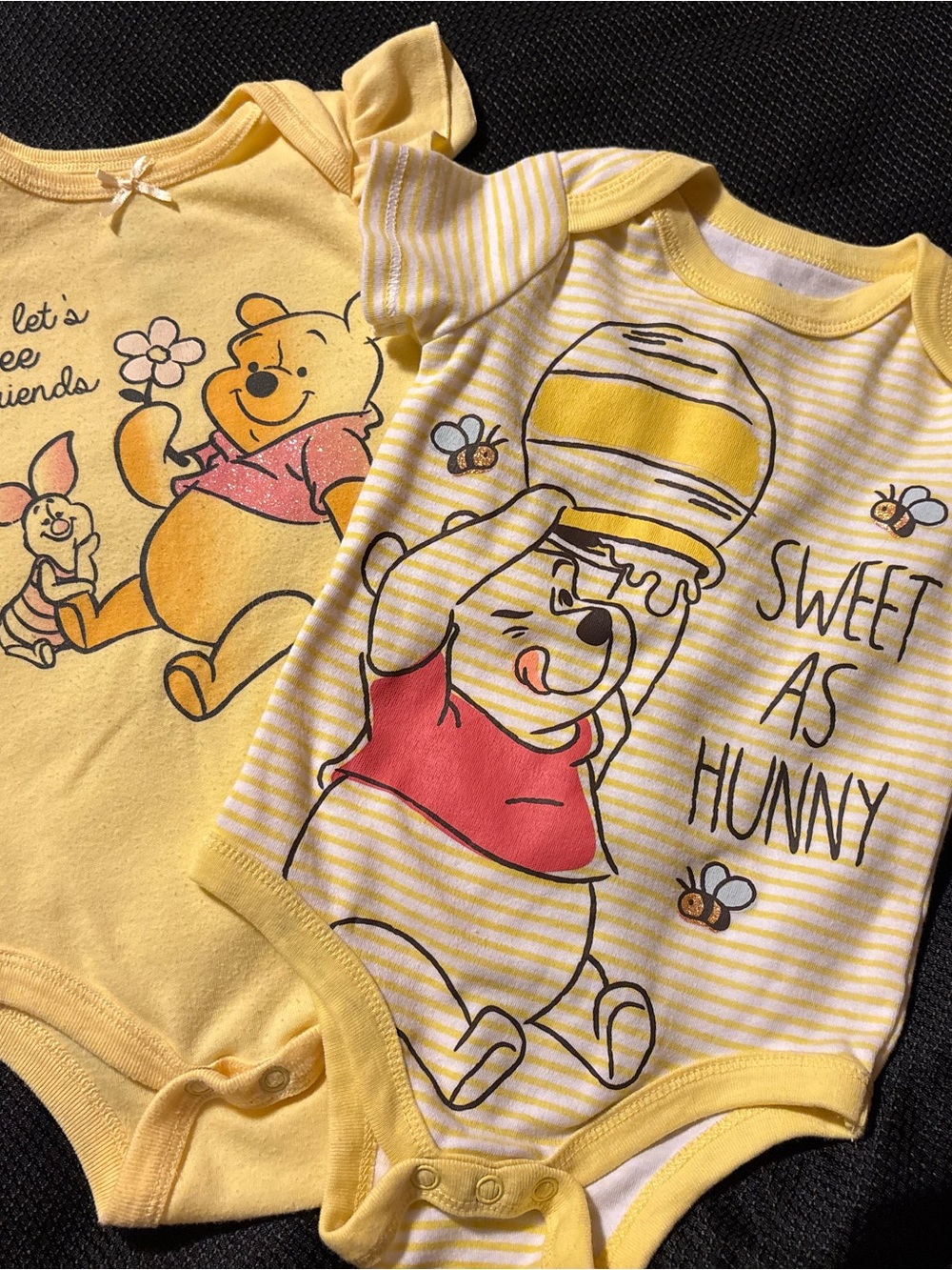 Disney Baby Yellow Winnie the Pooh Baby One-Piece Bodysuit - Sweet As Hunny 2pc